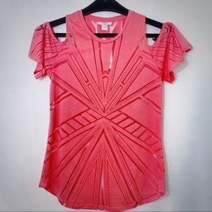 Cold Shoulder Top with cut-out style graphic design